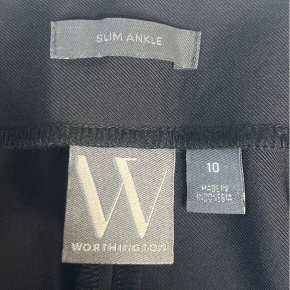 Worthington Slim Ankle Pants Womens 10 Black New Wrinkle Free Stain Release - Picture 6 of 11